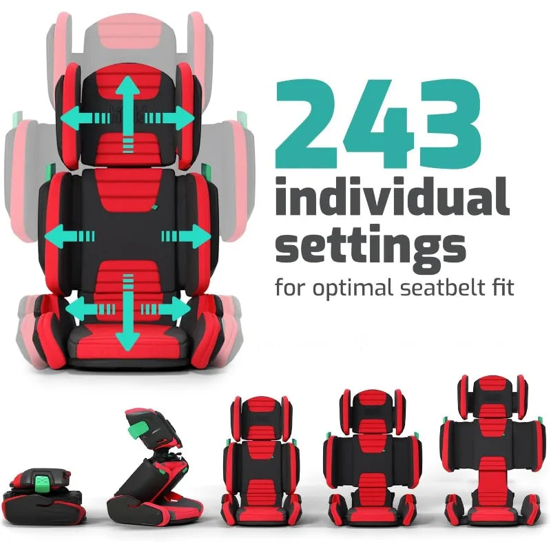 Hifold Asiento Elevador de Respaldo Alto Ajustable con Correa para Niños – Rojo Racing