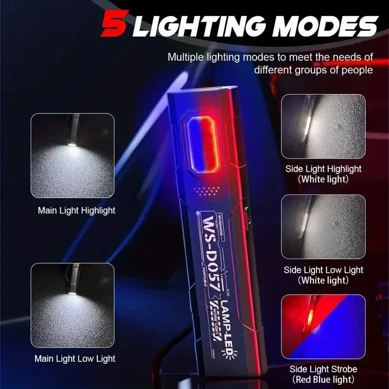 Lampe de travail tactique portable, outil EDC, mini lampe torche LED, outil de camping et de randonnée en plein air, lampe torche molle, rechargeable par USB