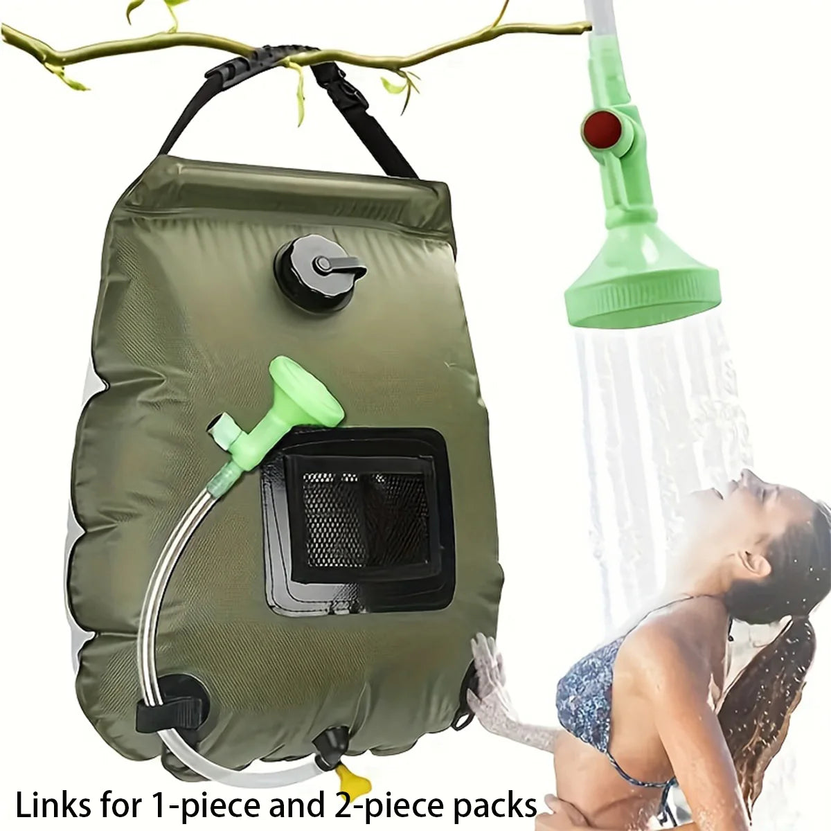 Sac de Douche Camping Portable — Pomme de Douche Réglable & Tuyau Détachable