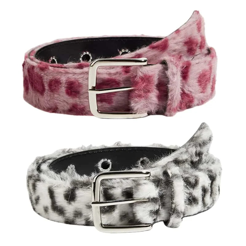 Cinturón de felpa rosa para mujer, estilo Y2k, accesorios versátiles para jeans, hebilla de aguja de PU
