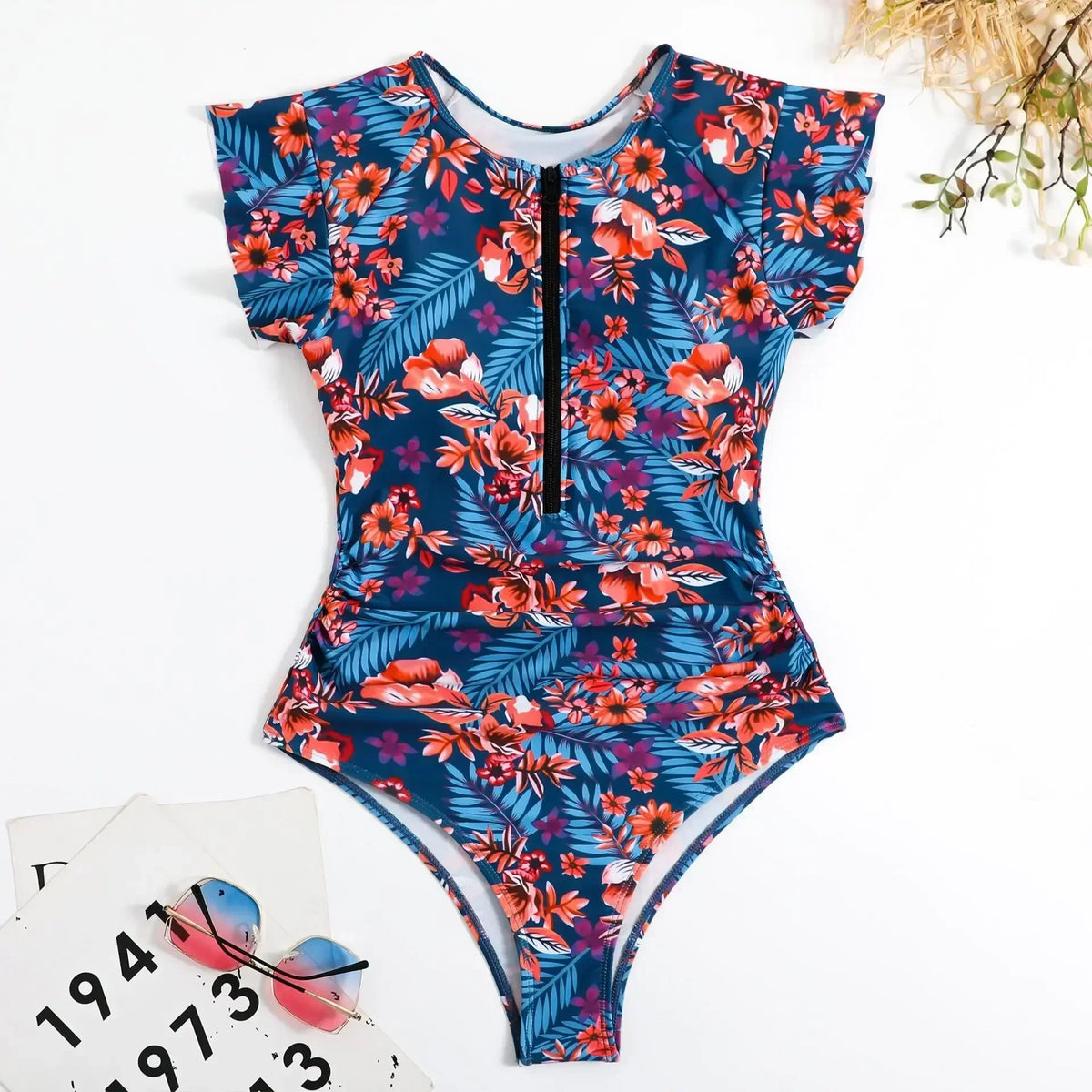 Maillot de bain une pièce avec fermeture éclair, robe courte, à la mode, Sexy, Bikini, épais, imprimé, vêtements de plage, été, 2024