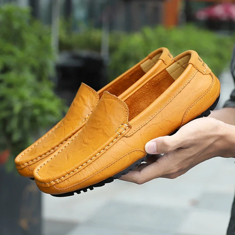 Mocassins Respirants en Cuir Véritable Homme — Confort Été