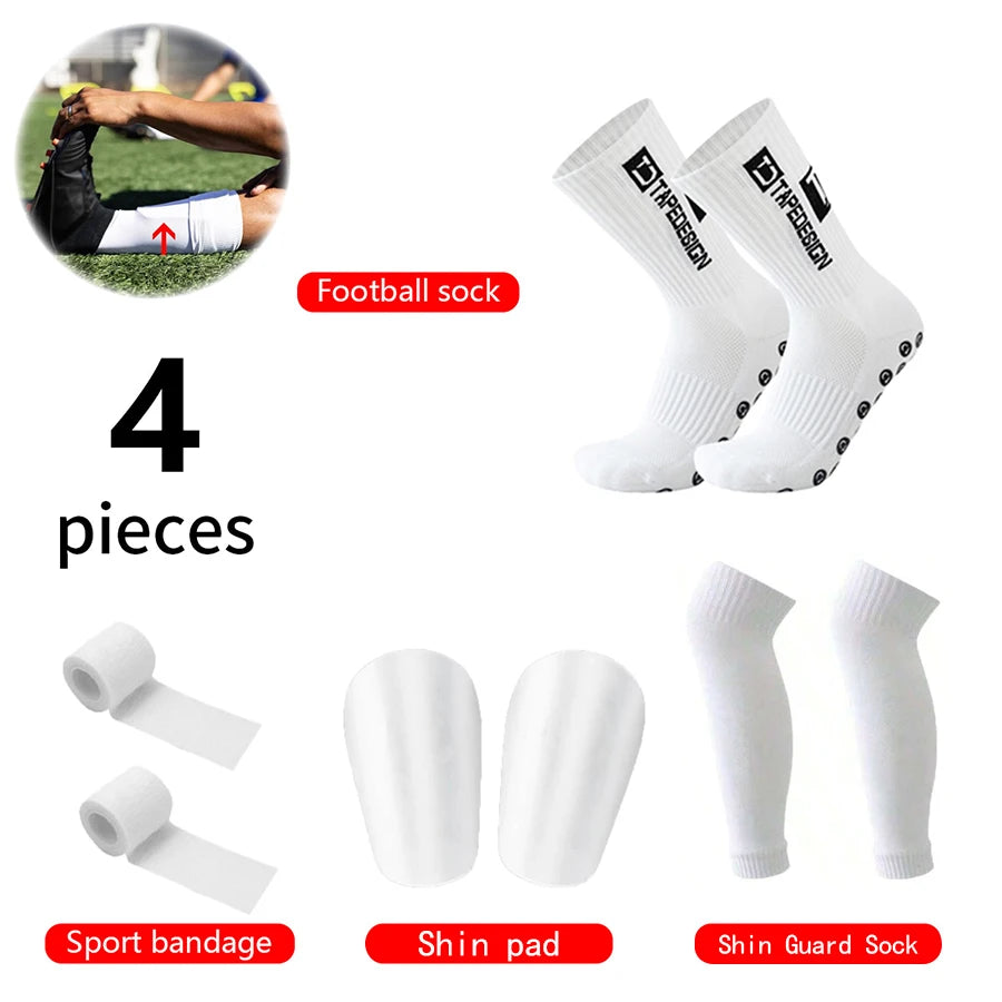 Kit Football 4 Pièces — Chaussettes + Manchons Protège-Tibias + Bandages