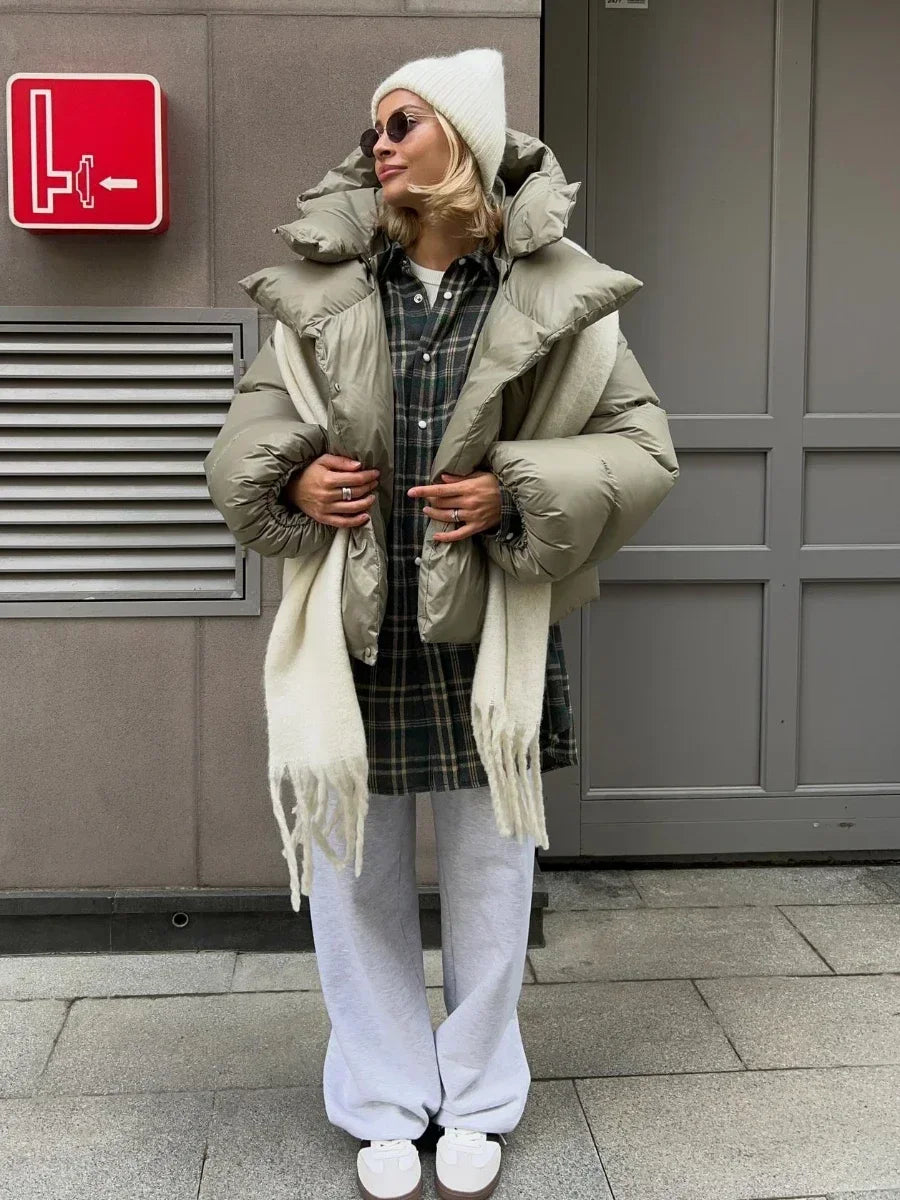 Doudoune femme hiver Parka ample — coton matelassé, style vintage, vêtements d'extérieur, bureau