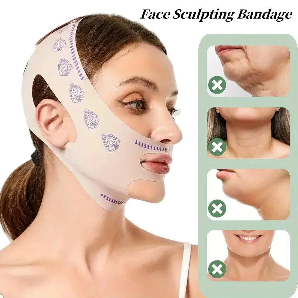 Adjustable V-face lifting mask, reusable and breathable facial shaping bandage for double chin reduction, tightening, gift, 1 piece