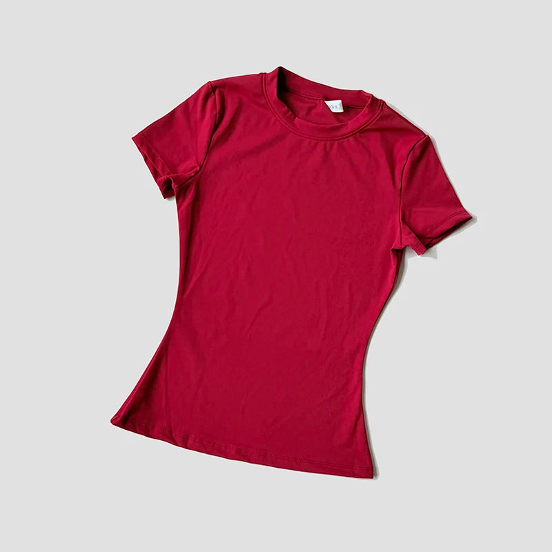Top de yoga sin costuras para mujer, camiseta deportiva, ropa de fitness, camiseta de yoga de manga corta, top de gimnasio, ropa activa de running