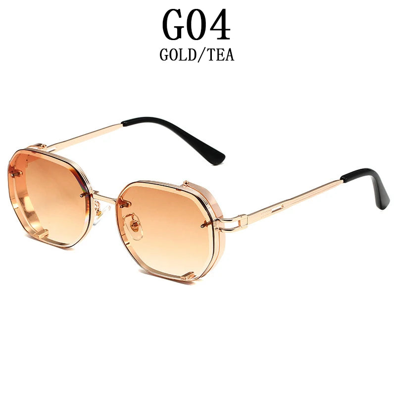 Lunettes de soleil carrées punk pour hommes, nuances rétro, luxe, mode vintage, steampunk, 2023