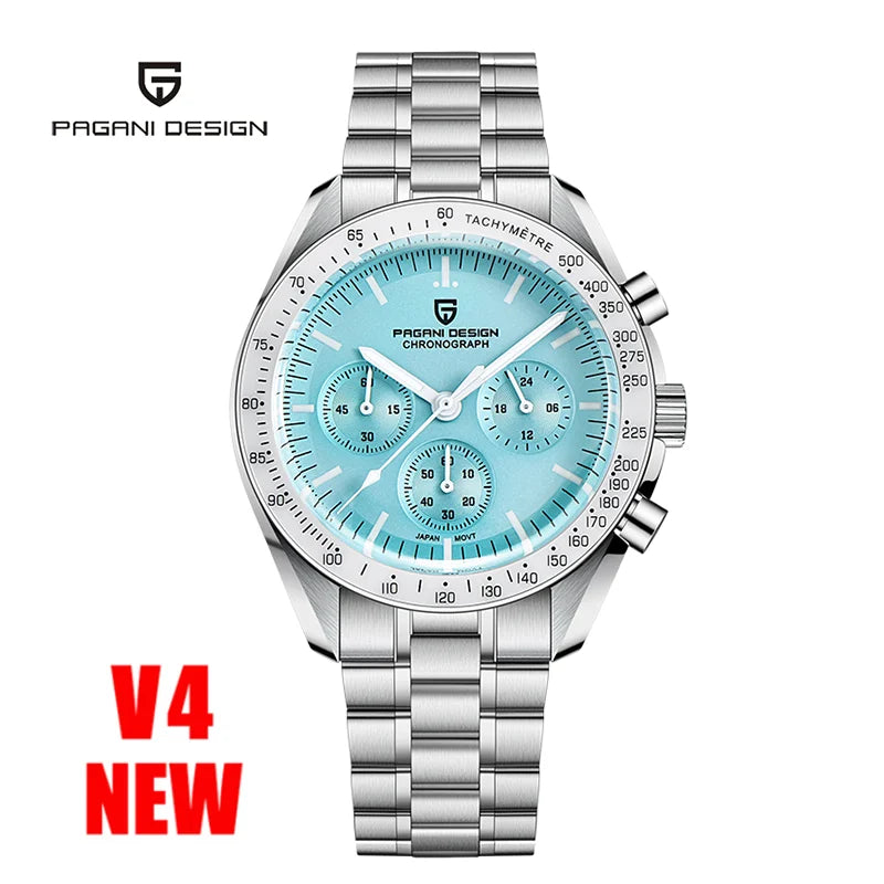 PAGANI DESIGN 2025 New Moon Watches for Men Luxury Quartz Watch Men Chronograph VK63 Men's Gifts AR Sapphire Mirror Luminous Clock