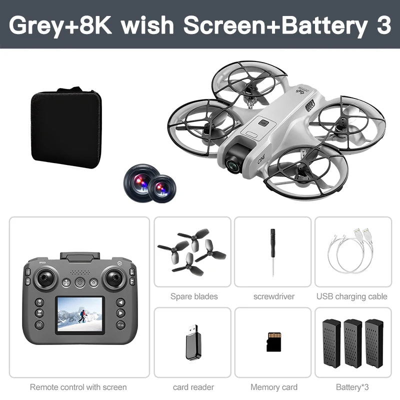Mini dron profesional Lenovo V666 4K con doble cámara 8K, evitación inteligente de obstáculos, cuadricóptero sin escobillas, juguete RC para niños