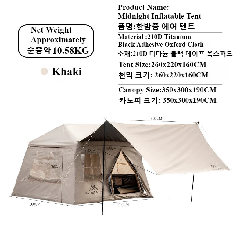 Tente Camping Gonflable Portable 3-5 Personnes — Étanche Ouverture Rapide Anti-UV