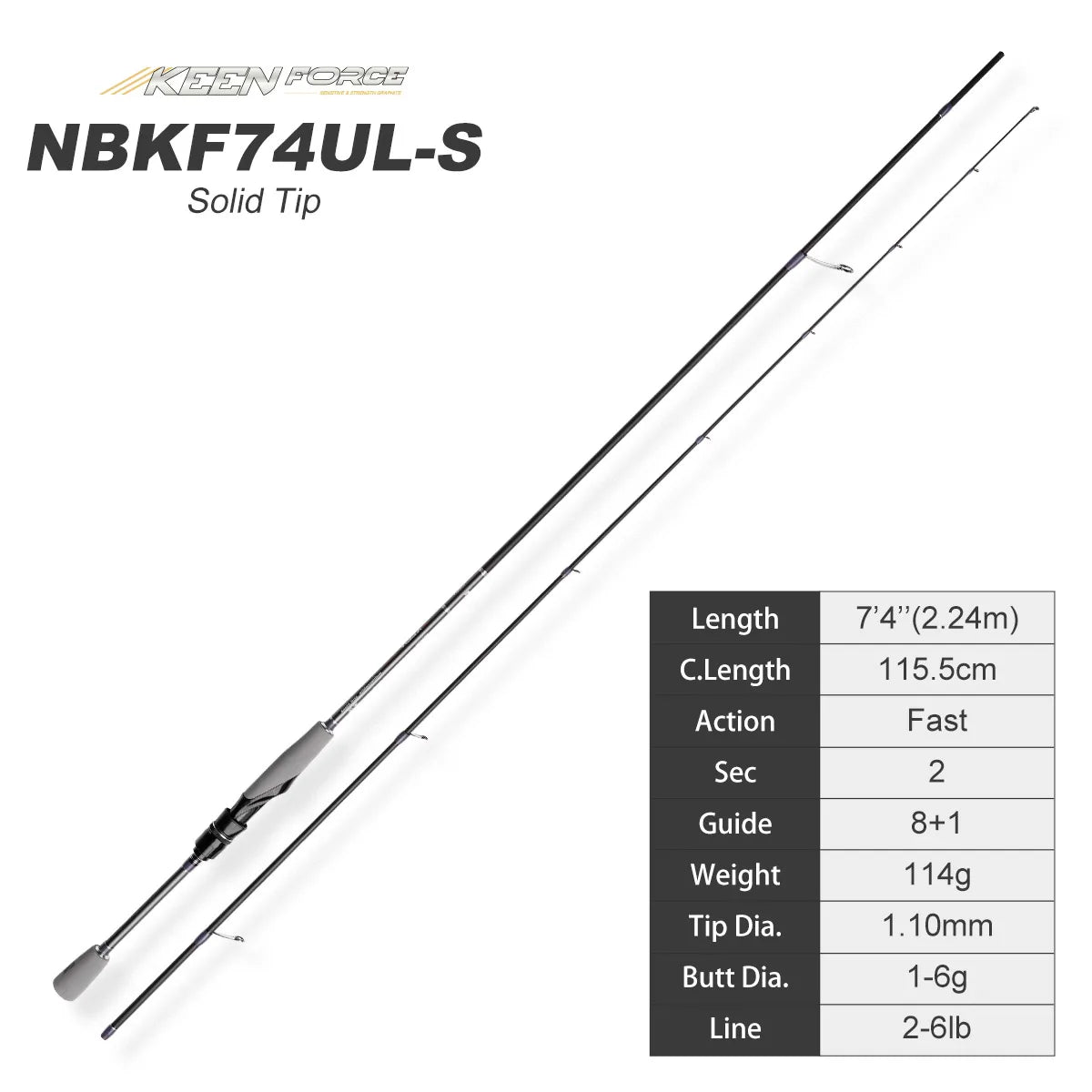 NOEBY – canne à pêche Keen Force L UL ML M 2.04-2.9m, rotative, polyvalente, légère, en carbone, pour truite, Rockfish, bar, matériel de pêche