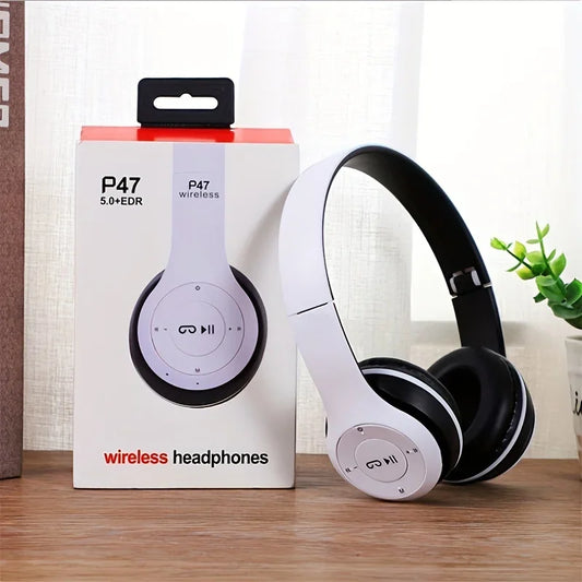 Écouteurs sans fil P47 bluetooth 5.0, casque d'écoute pliable avec micro, adaptateur USB, pour jeu iPhone