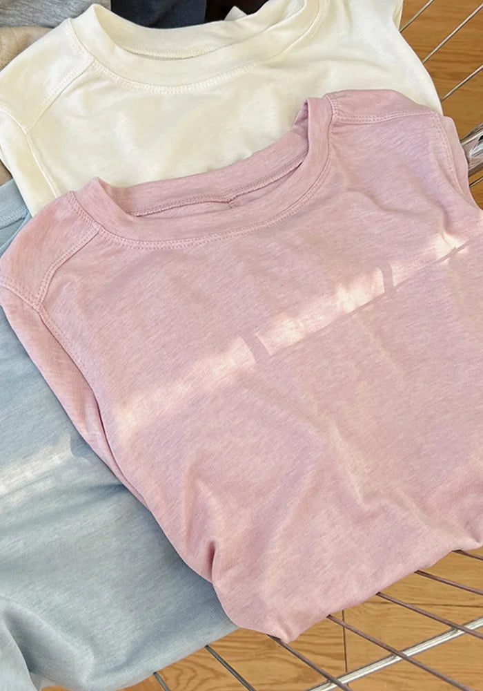 Camiseta de manga larga para mujer, de seda y lana empalmada, top fino, suave, ceroso, de color liso, para primavera y verano.