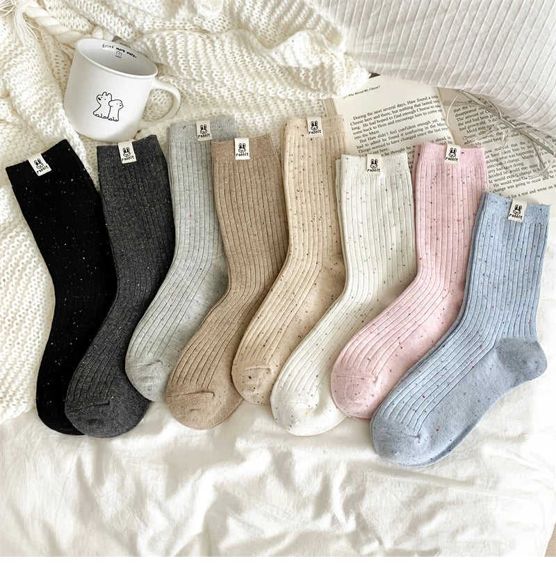 Chaussettes Carillon Respirantes Femme — Dessin Animé, Style Coréen, Décontractées, Douces