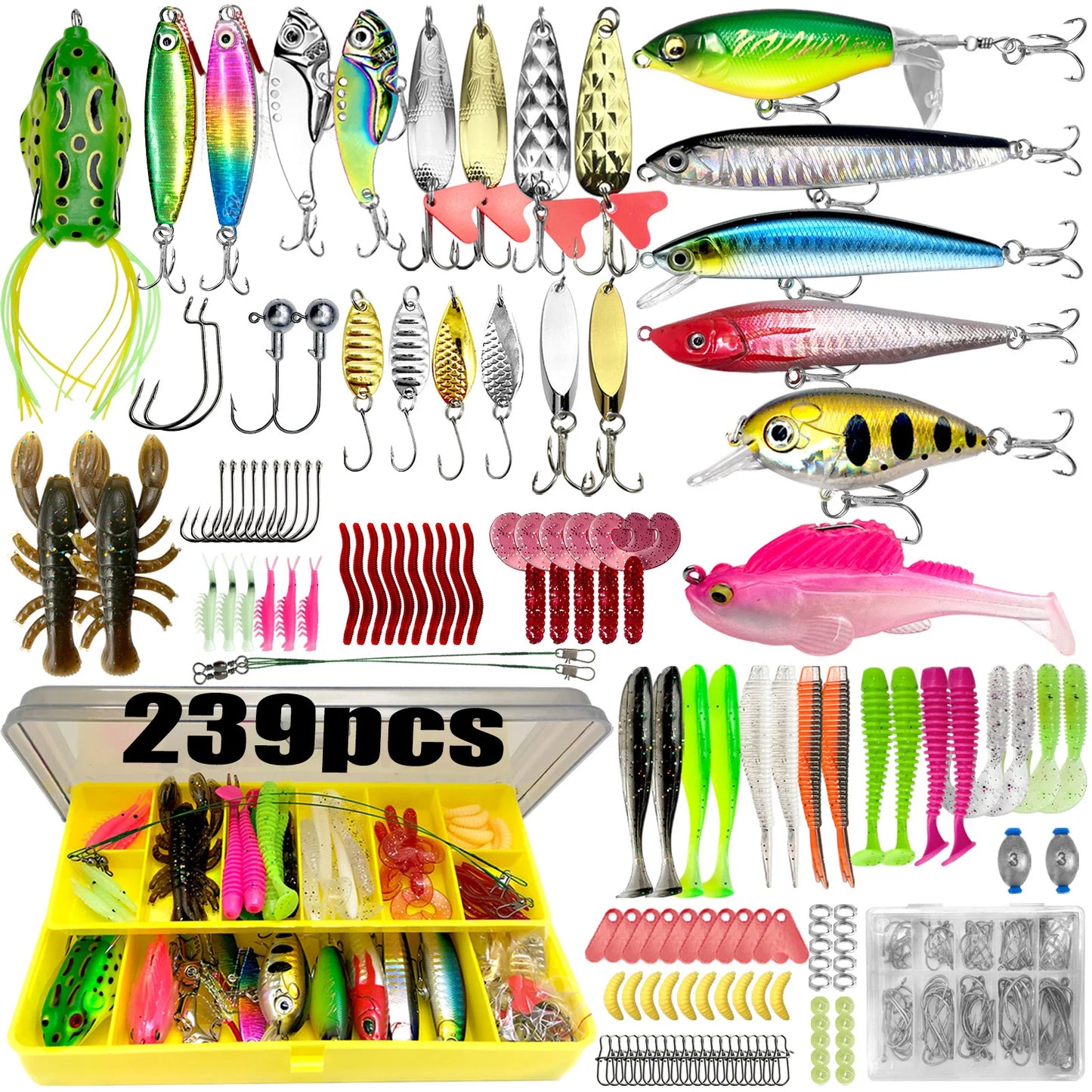 Kit de Leurres de Pêche 83/133/193/239/409 pièces pour Truite/Brochet/Perche - Ensemble Multicouches avec Équipement Pro et Boîte de Pêche Tactique