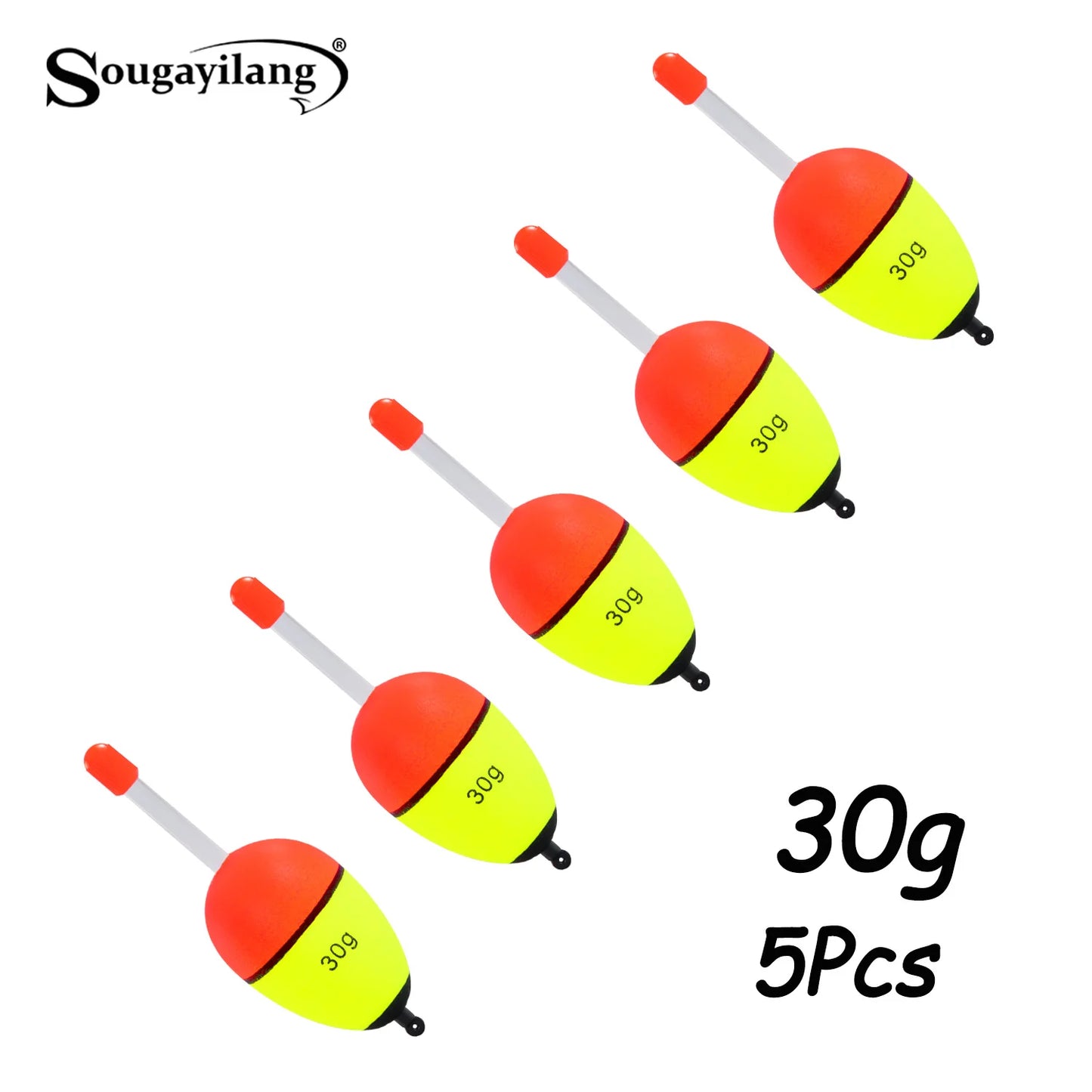 Sougayilang 5 pièces bouée de pêche veilleuse avec haute visibilité EVA Double ruban grande boule de ventre pour la pêche de nuit et longue portée