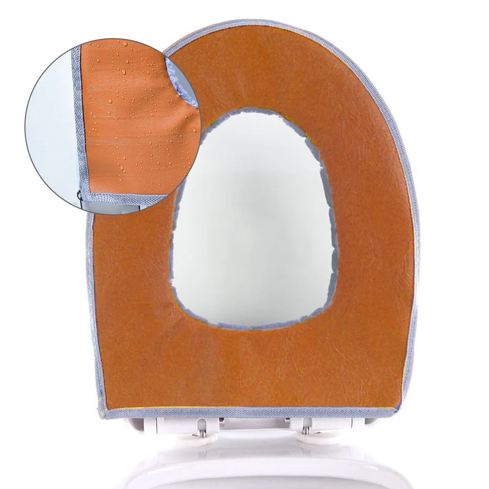 Housse Siège Toilette Peluche Douce Hiver — Lavable Forme O 37x44cm Salle Bain
