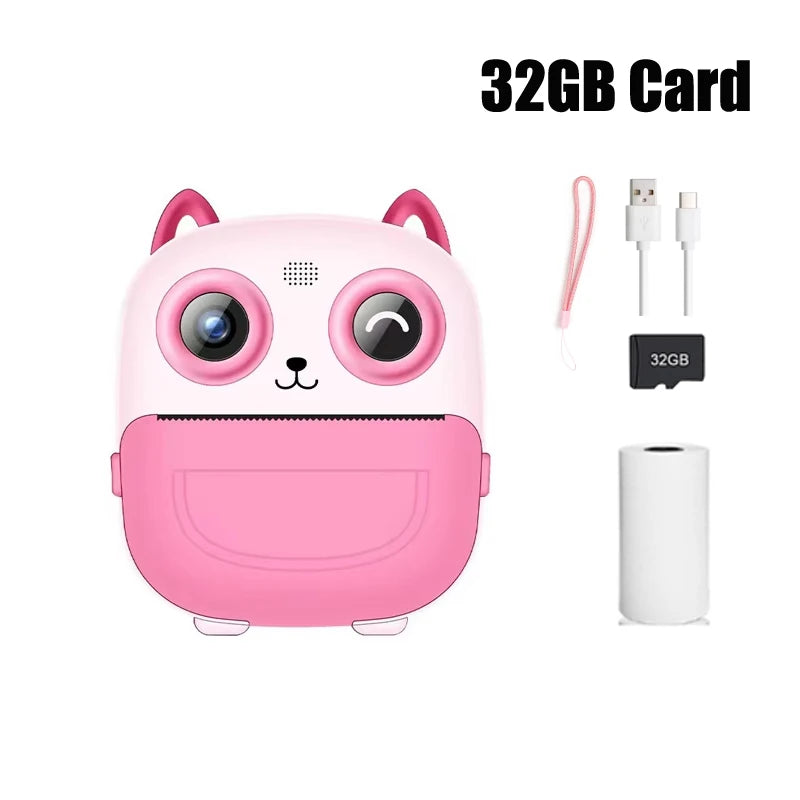 Nueva cámara para niños abeja, cámara instantánea 1080P HD con doble lente para selfies, cámara digital de impresión para niñas, niños, regalos de cumpleaños de Navidad, juguetes