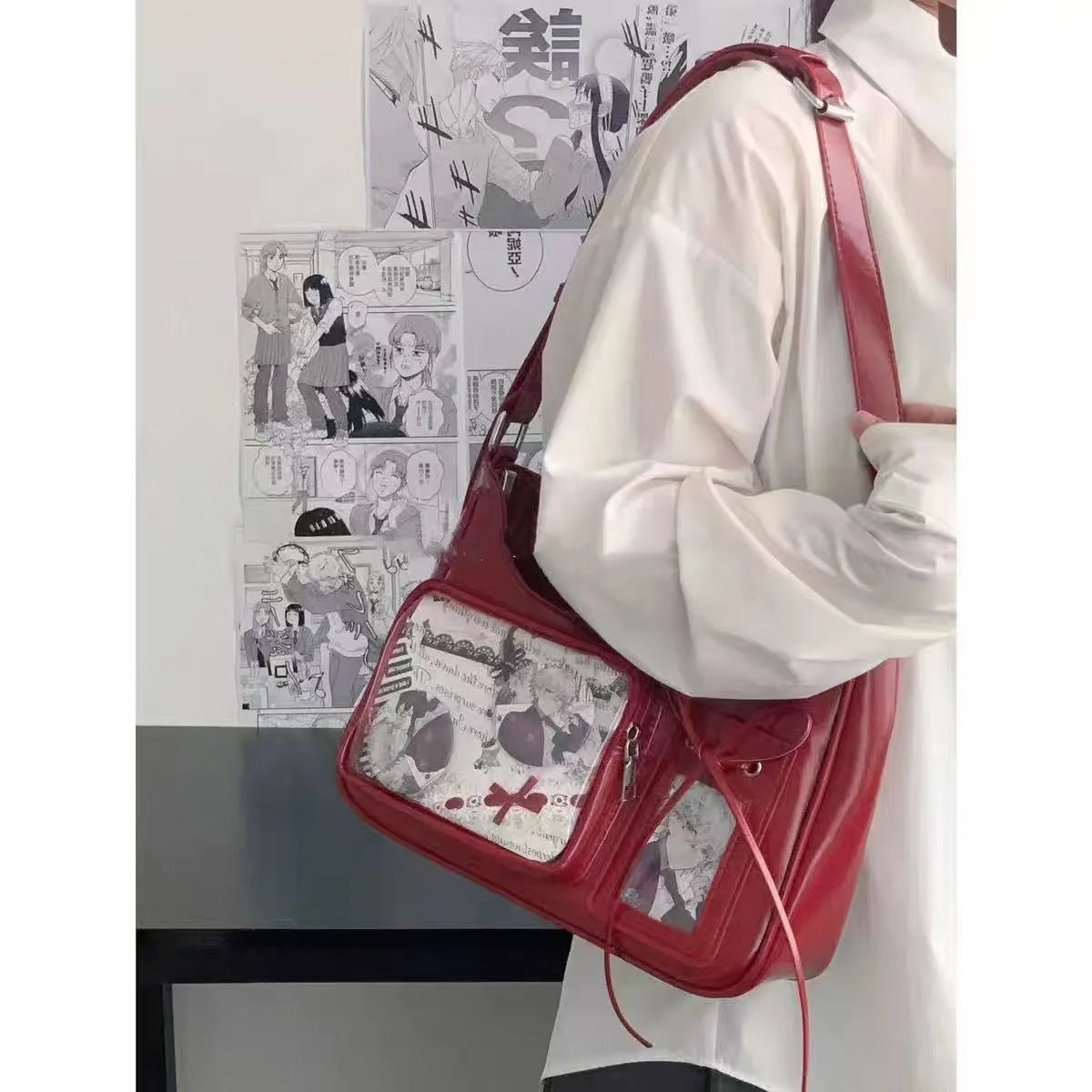Y2k Harajuku bolso de hombro para mujer coreano transparente Ita bolso escolar bandolera japonesa diseñador Preppy bolso de mano