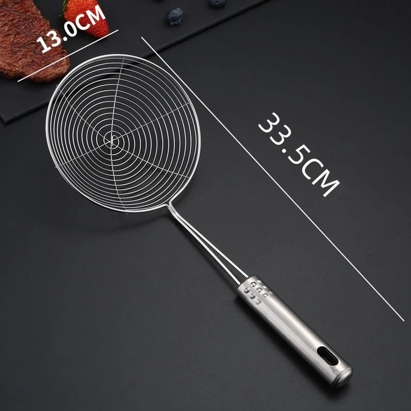 Fine Mesh Stainless Steel Skimmer Spoon, Multifunctional Spider Strainer with Long Handle for Frying Cooking and Noodle Sieve