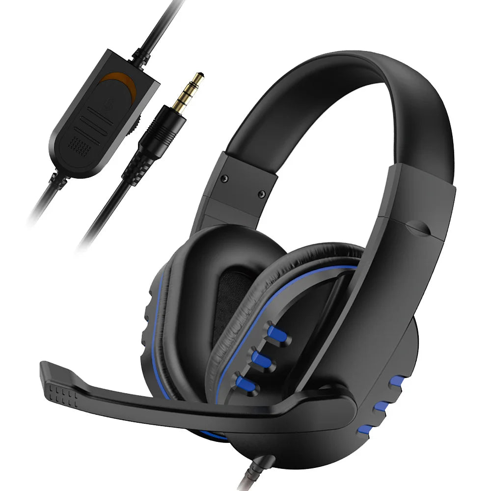 3.5mm Wired Headset Gaming Headphones Music for PS4 PlayStation 4 PC Game Chat Computer with Microphone