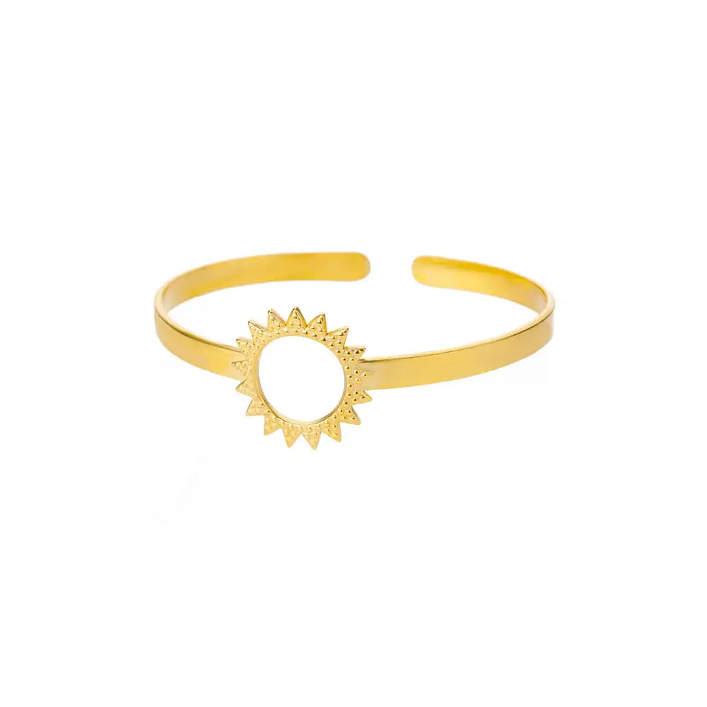Exquisite Classic Bump Pattern Opening Bracelets for Women, Gold Color Stainless Steel Cuff Hand Ornament Gift