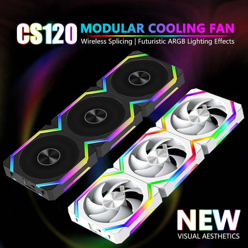 JUMPEAK CS120 ARGB ventilateur de refroidissement 360mm 240mm épissage empilable modulaire PWM silencieux 120mm RGB ventilateurs pour boîtier PC de jeu refroidisseur d'eau