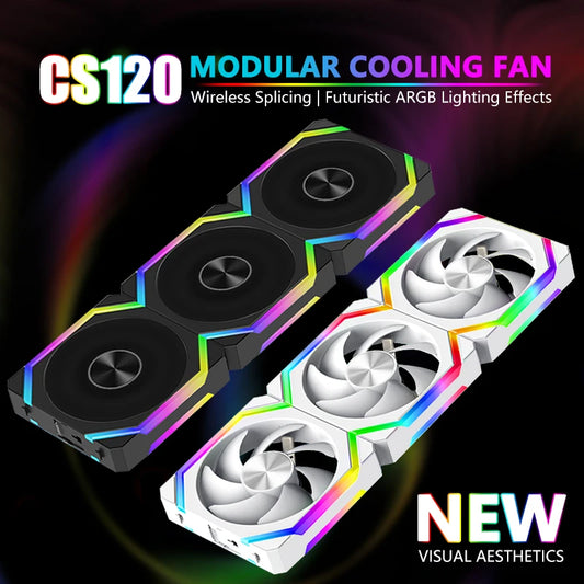 JUMPEAK CS120 ARGB ventilateur de refroidissement 360mm 240mm épissage empilable modulaire PWM silencieux 120mm RGB ventilateurs pour boîtier PC de jeu refroidisseur d'eau
