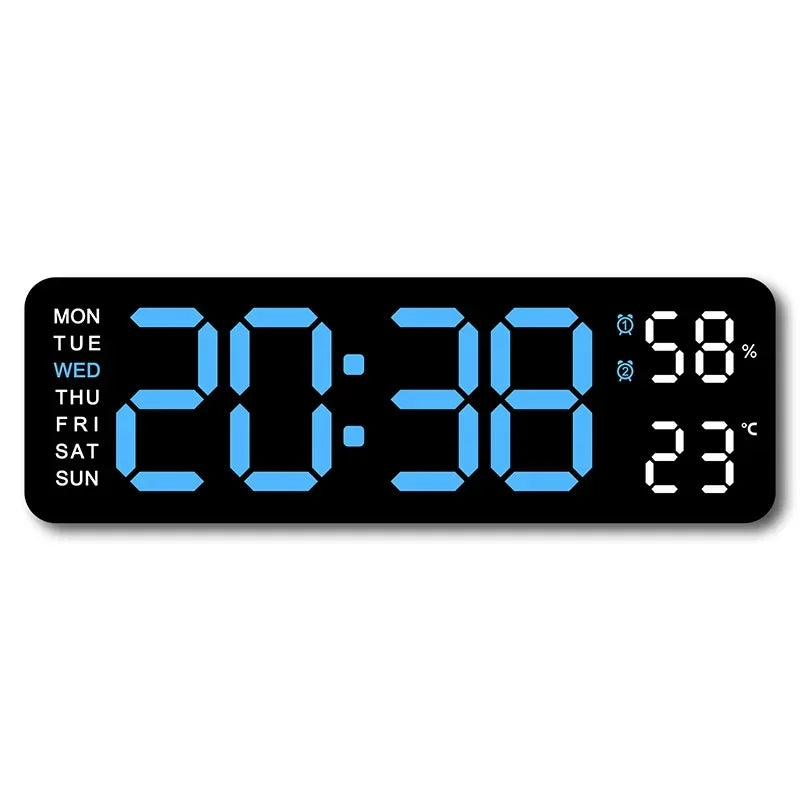 Grande horloge murale numérique de 9 pouces, alimentée par USB, température et humidité, variateur automatique, horloge de Table DST, réveil électronique LED 12/24H