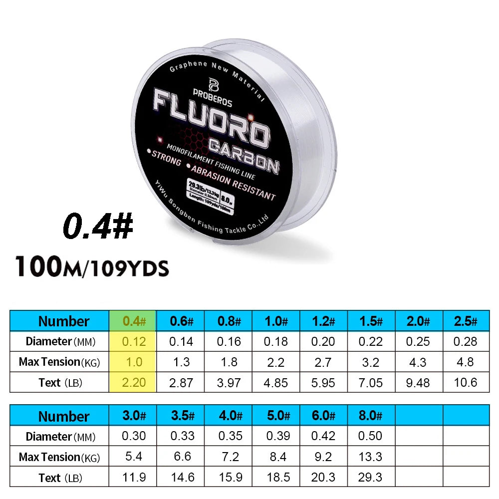 Fil de Pêche Fluorocarbone 100m — Monofilament 2.2 à 29.3 lb Carpe & Leader
