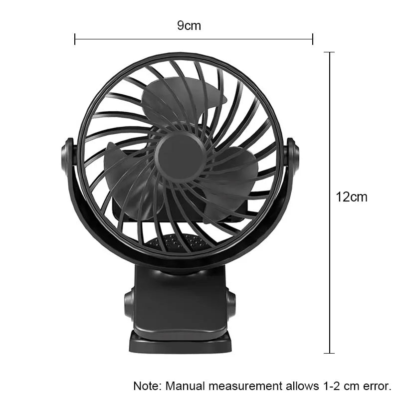 Ventilateur électrique portable rechargeable 720 °   Ventilateur à Clip suspendu rotatif, veilleuse, refroidisseur d'air, Camping en plein Air, petits ventilateurs