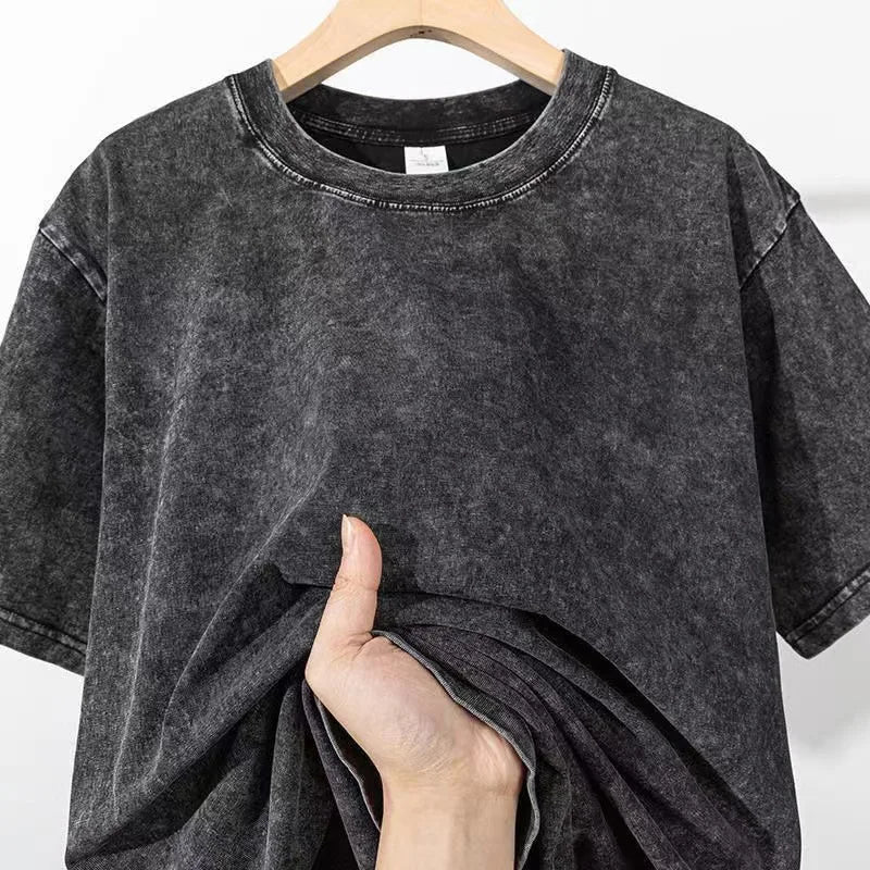 Camiseta de verano para hombre 230G Algodón pesado Vintage Lavado Camisetas Oversize de manga corta sueltas Streetwear Camiseta de manga corta
