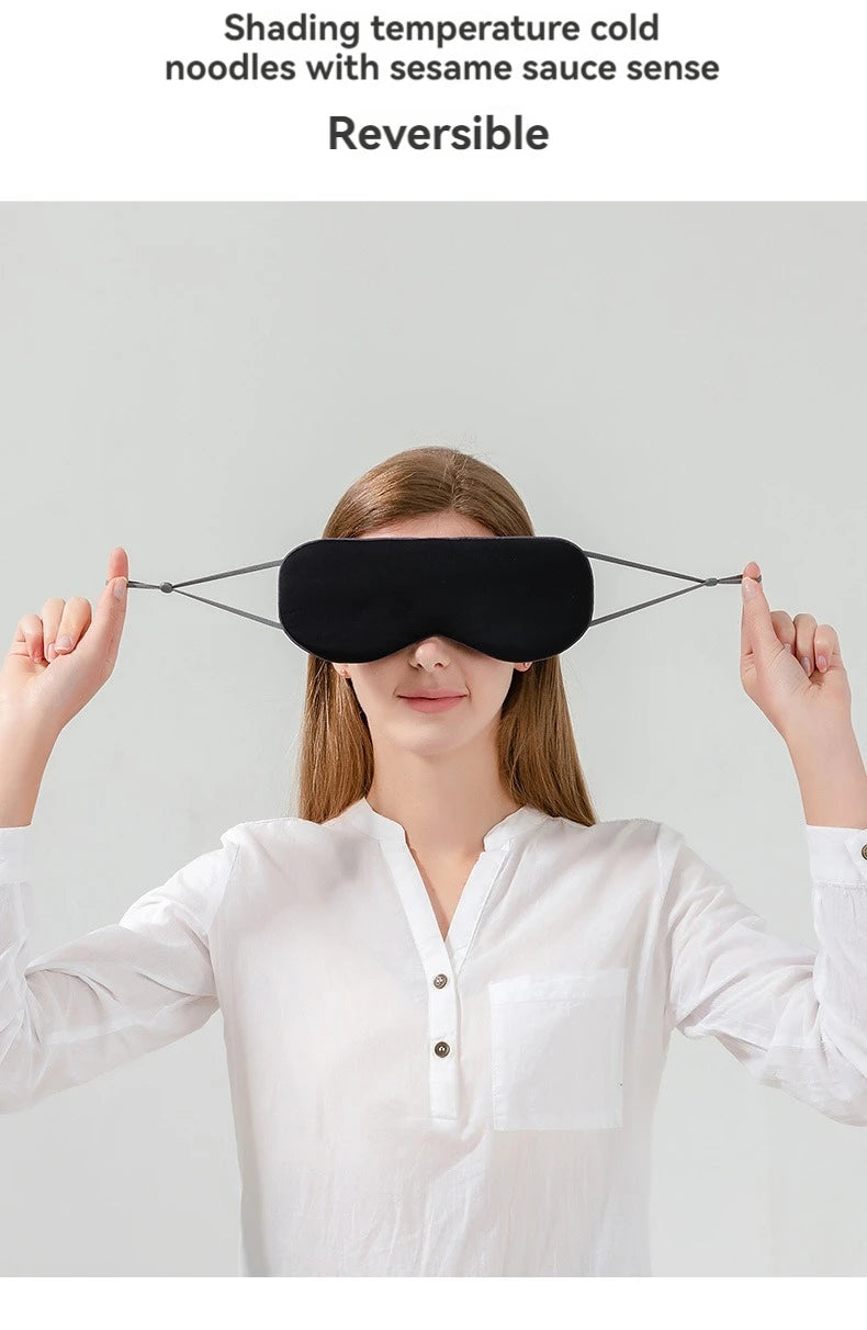 Masque pour les yeux de sommeil, Style coréen, soie glacée, chaud et frais, double usage, réglable, blocage de la lumière de voyage, masque pour les yeux respirant