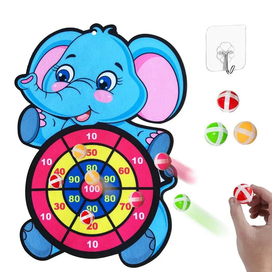 Dartboard game for kids with 3 sticky balls, outdoor sports, party games, cartoon animal toys, Christmas gift