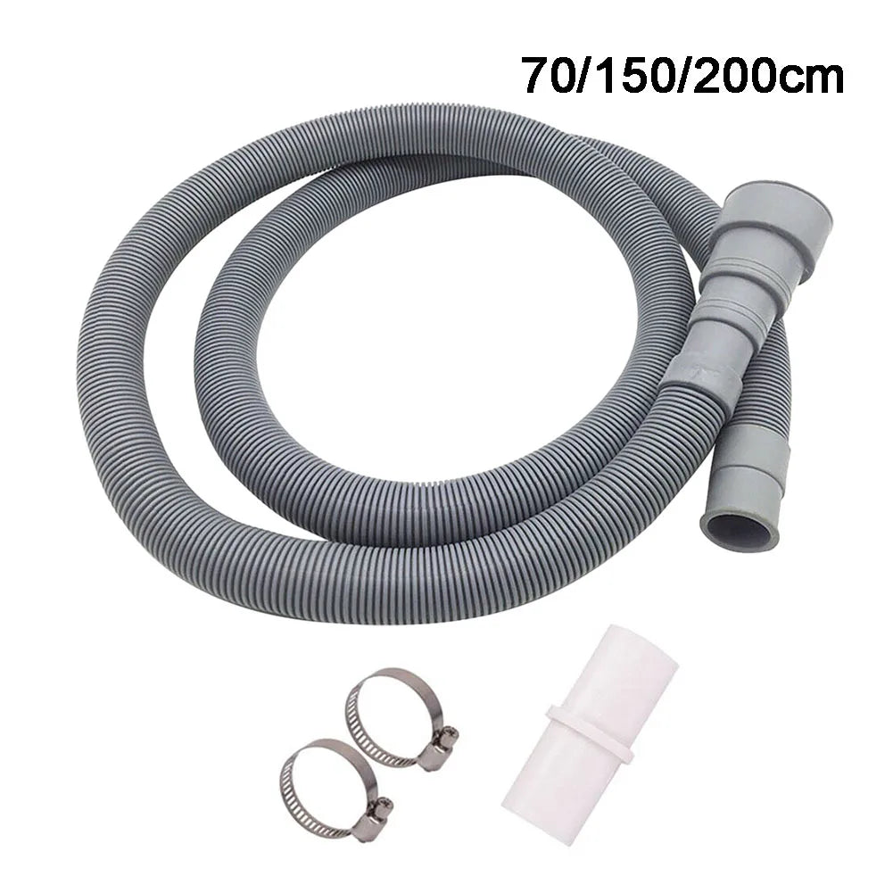 Washing Machine and Dishwasher Drain Hose, 70/150/200cm, Extension Hose with Clamps, Washing Machine Accessory Kit