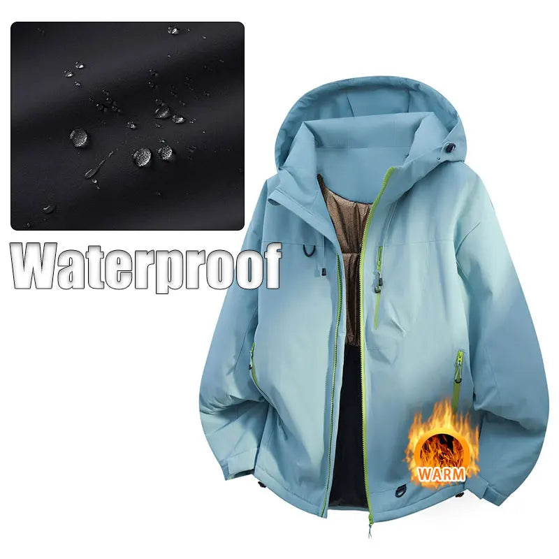 Thickened Winter Jacket Warm Waterproof Windproof Warm Sport Jacket Casual Men Women Sport Hiking Running Hooded Casual Warm Coat