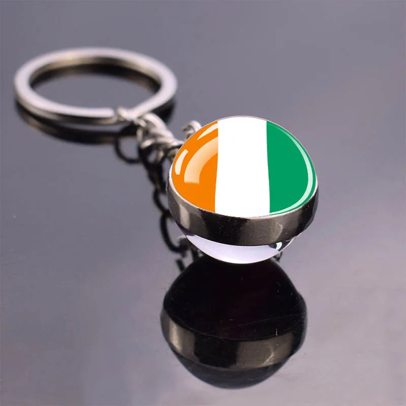 Porte-clés drapeau africain, algérie, somalie, tunisie, maroc, egypte, drapeau National, pendentif boule de verre Double face, cadeau