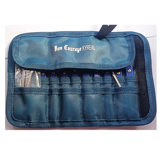 Outil de serrurier professionnel — 11 crochets en acier inoxydable 0,4mm, manche bleu-violet