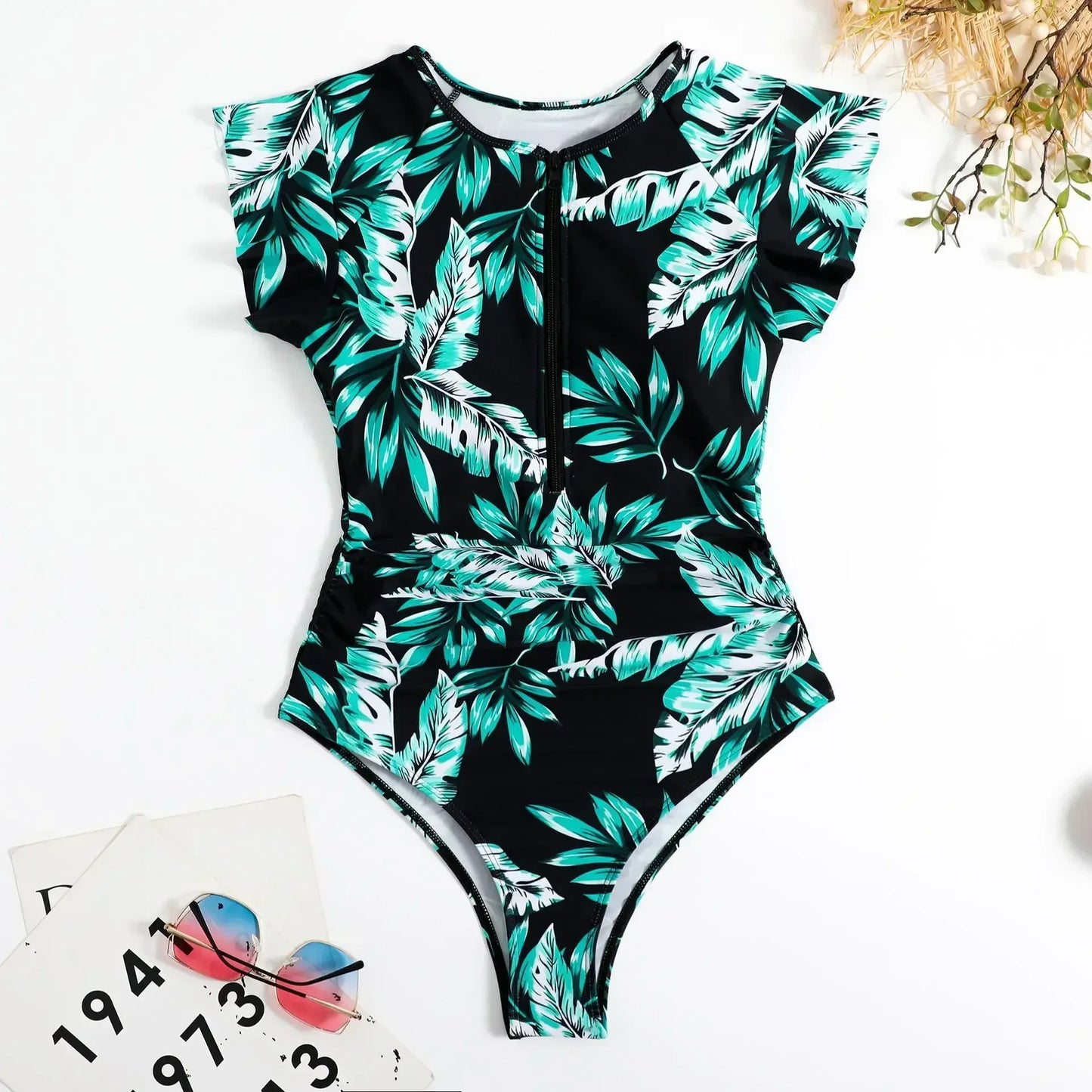 Maillot de bain une pièce avec fermeture éclair, robe courte, à la mode, Sexy, Bikini, épais, imprimé, vêtements de plage, été, 2024