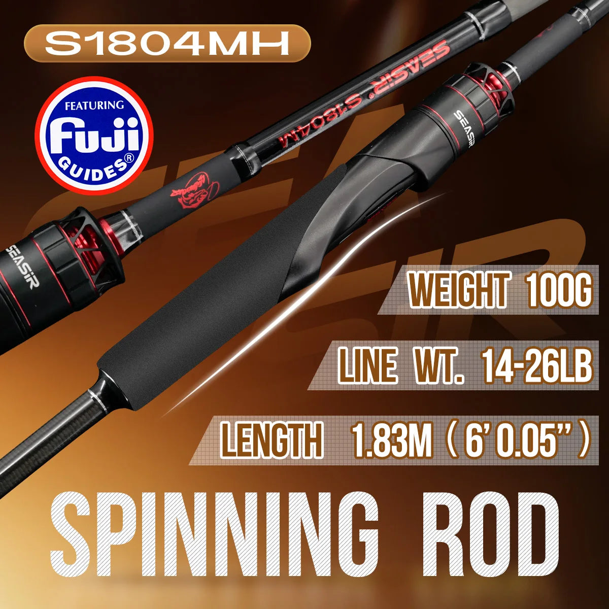 Seasir Salminus XF M/MH canne à pêche Spining & Casting FUJI O anneaux de guidage 1.83M glisser 7-9KG 4 pièces canne de voyage complète robuste