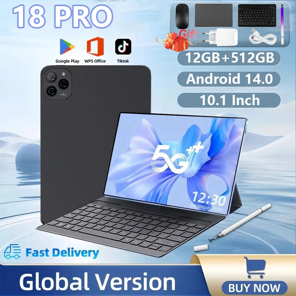 NPad 18 Pro 10.1 pulgadas Tablet Pad 1280*800 HD 12GB 512GB Android 14.0 7000mAh doble WIFI BT5.0 Tabletas con doble tarjeta SIM y doble cámara