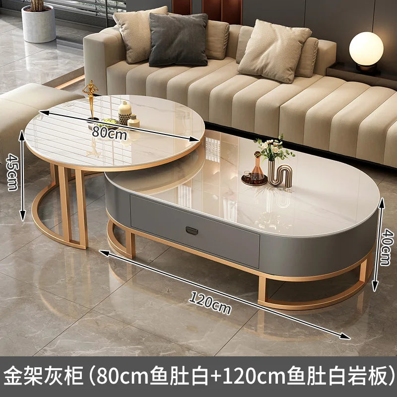 Luxury Extendable Round Modern Coffee Tables Minimalist Premium Design Book Furniture Mesa De Centro De Sala