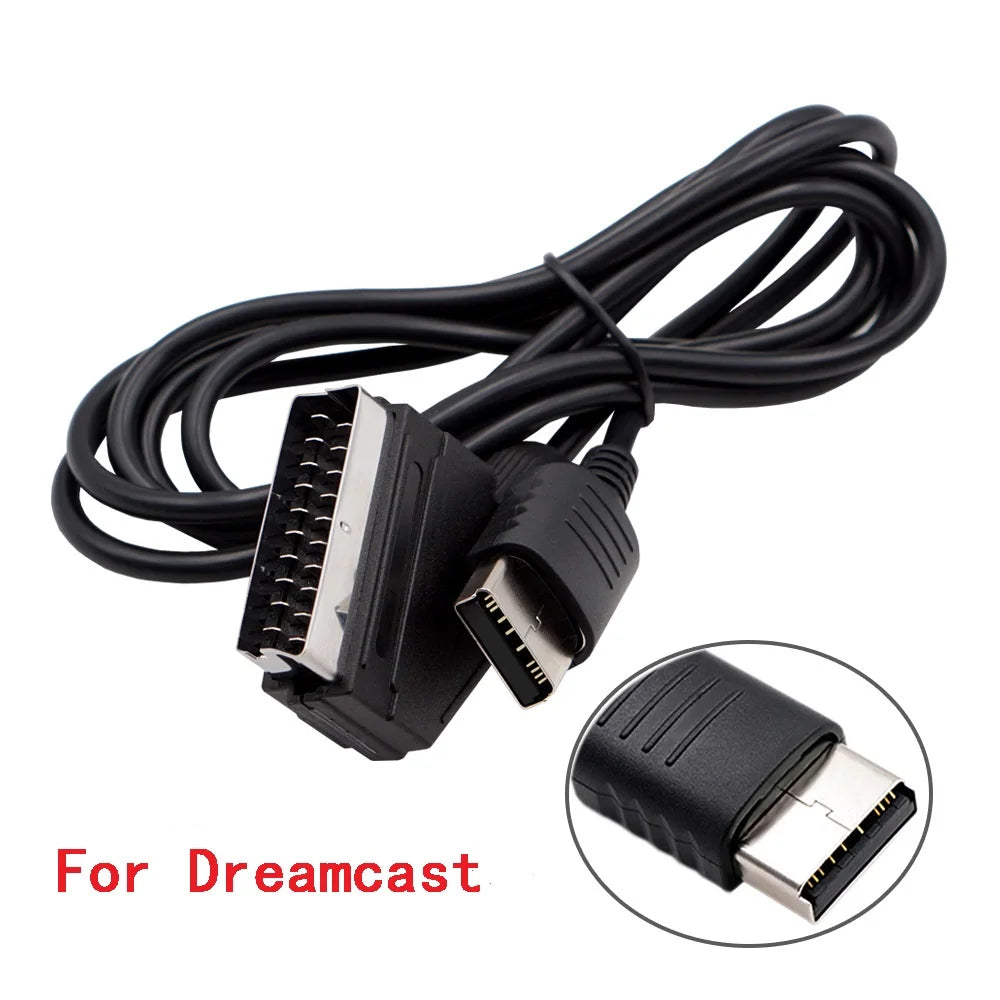 Câble péritel RGB de 1.8m pour PS2/PS1/PS3/SEGA Mega Drive1/MD2/DC Dreamcast/Saturn/XBOX/XBOX 360, Consoels de jeux vidéo rétro