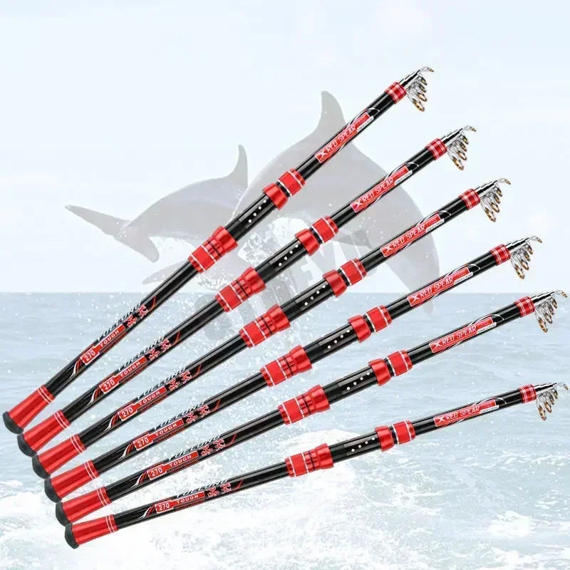 Canne à pêche Portable 2.1-4.5M siège de roue mobile canne à pêche télescopique en Fiber de carbone robuste voyage bateau de mer canne à pêche de roche