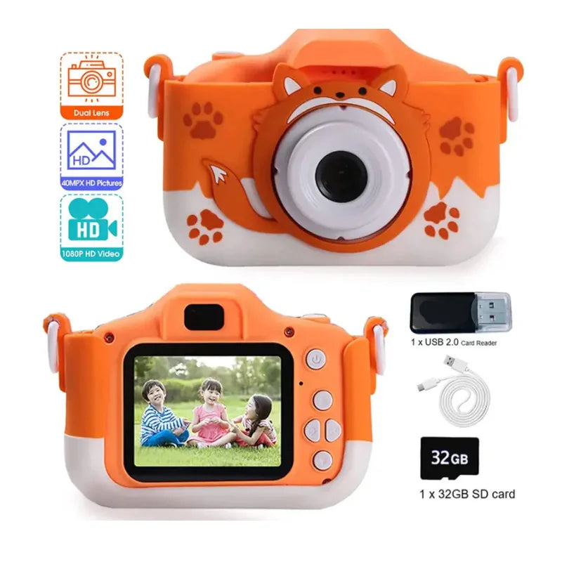 Cámara para niños súper linda, juguete educativo para niños, cámara digital de cumpleaños para bebés, cámara de video 1080P con regalo gratis para niña