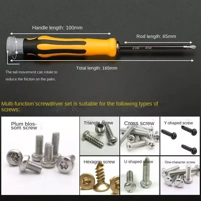 12-in-1 Screwdriver Set, Magnetic Bit, Cross Flat Head Screwdriver, Multi-functional Precision Portable Maintenance Tool for Home