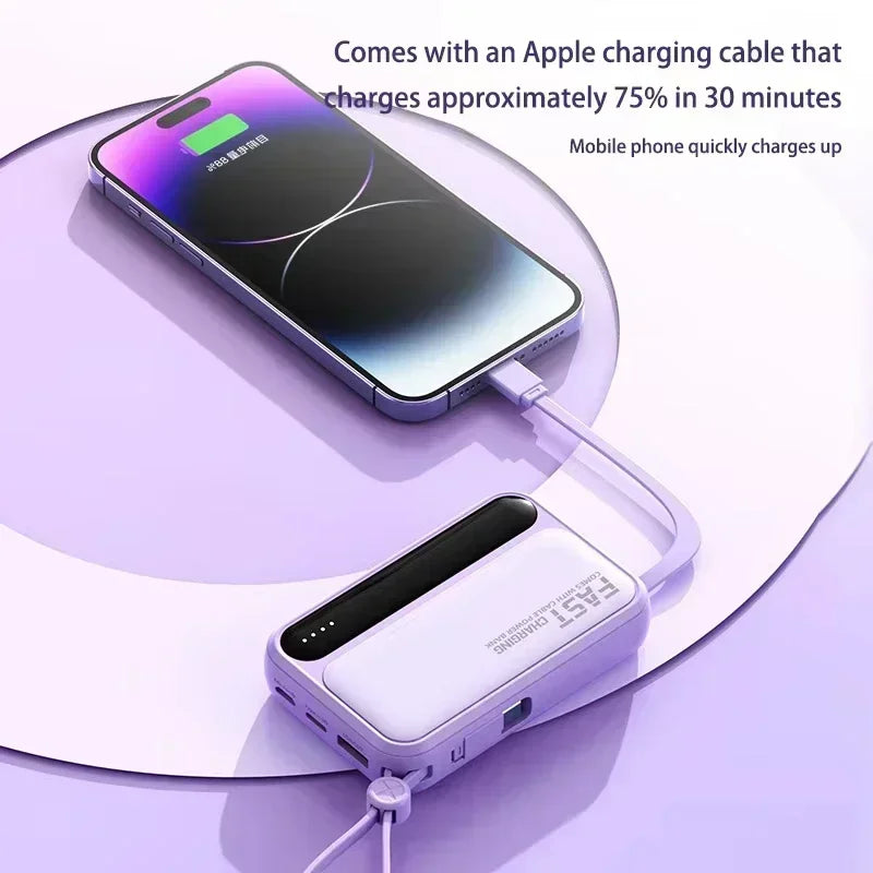 Banque d'alimentation VIVO 500000mAh, grande capacité, charge ultra-rapide, batterie externe portable, 4 câbles intégrés pour tous les téléphones