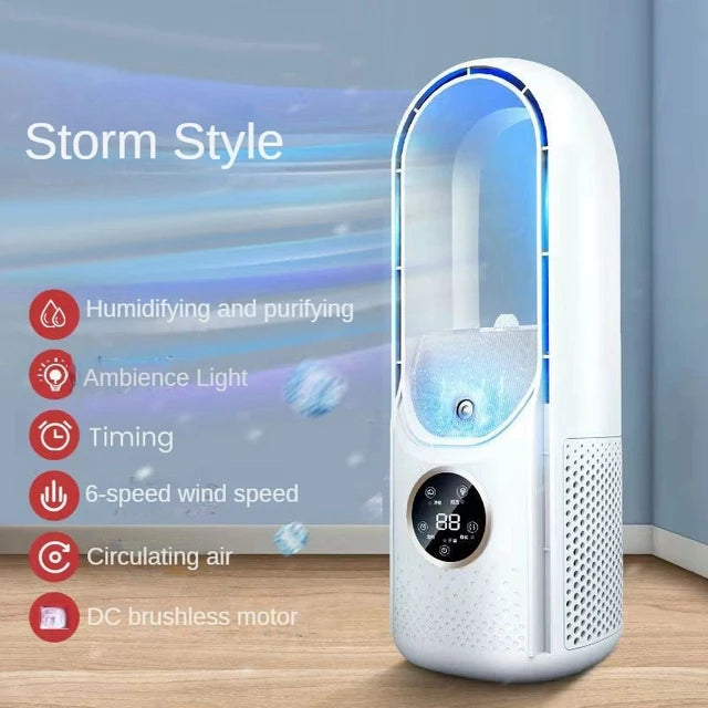 Enfriador de aire USB portátil sin aspas, ventilador eléctrico, 6 velocidades, temporizador silencioso, aire acondicionado, ventilador de enfriamiento, humidificador, ventilador acondicionador