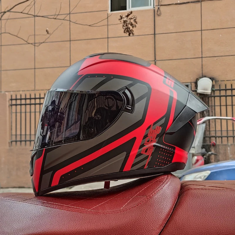 Casques de moto pour hommes et tenue de femme casques de Locomotive à Double lentille Cascos Para Capacete Da Motocicleta