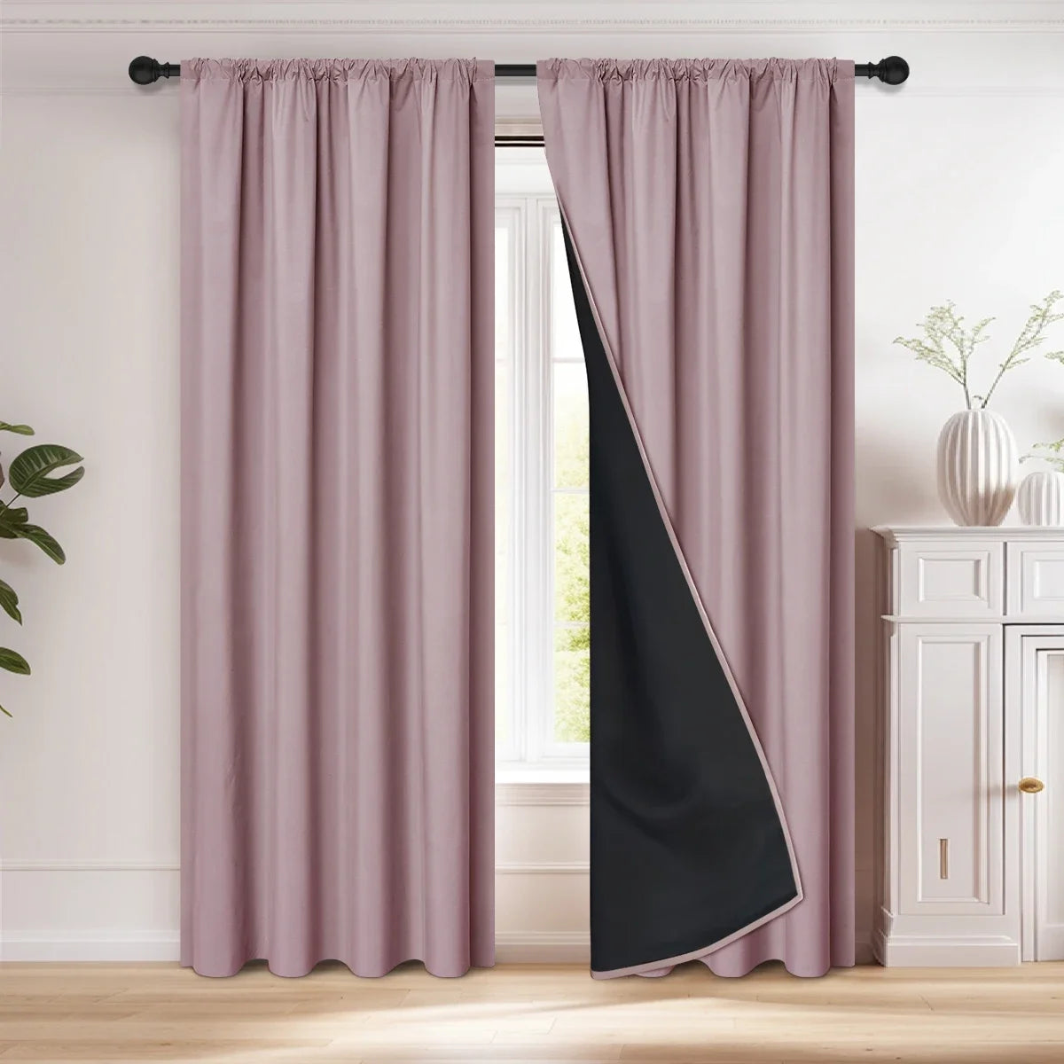 Rideau occultant 100% avec poche pour tringle, rideaux pour salon, chambre à coucher, cuisine, rideau de fenêtre, rideaux dans le salon, 1 pièce